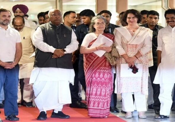 Congress Parliamentary Party chairperson Sonia Gandhi meeting with Parliamentary Strategy Group